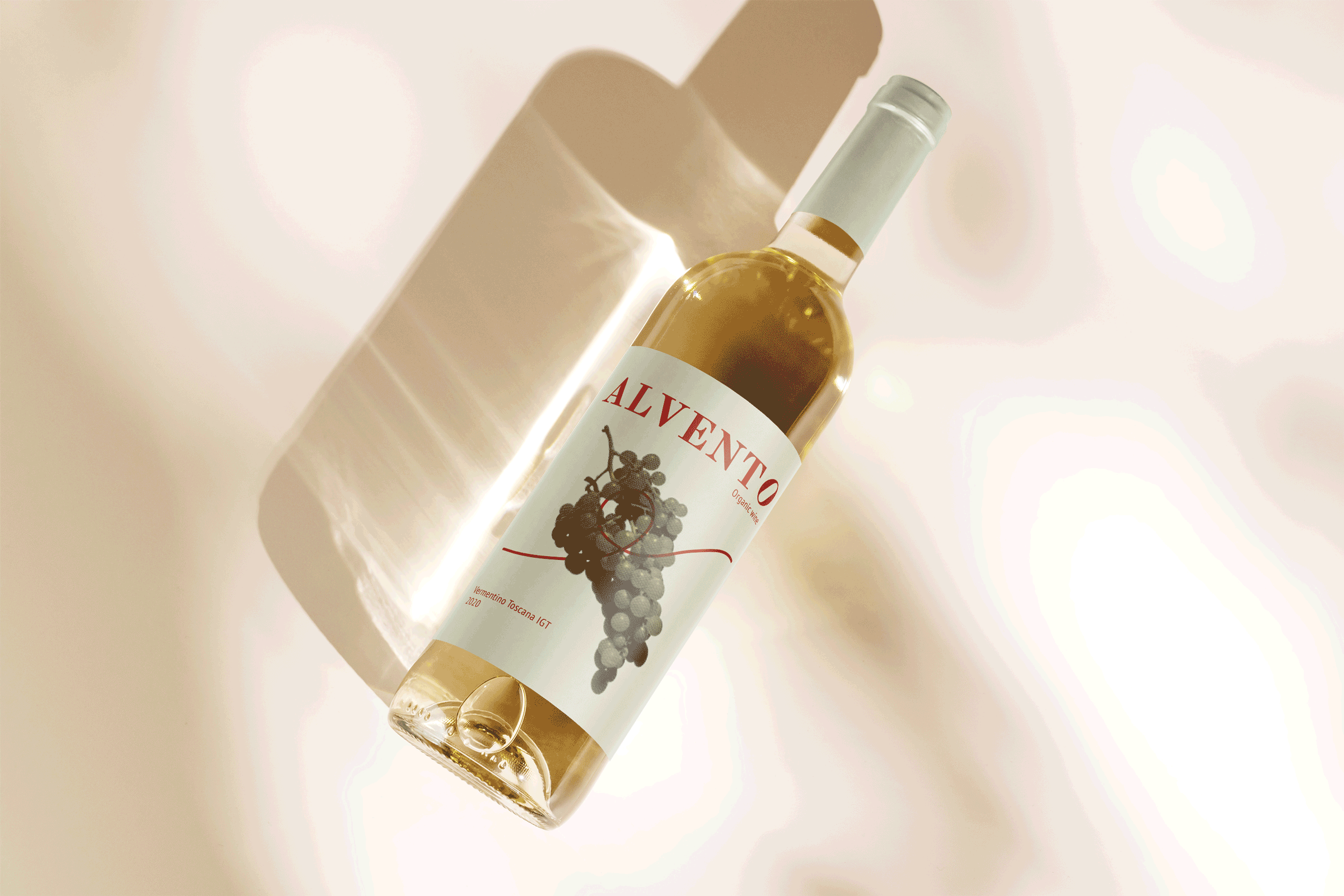 Alvento vinery bottle packaging design created by Anna Polhorodnyk