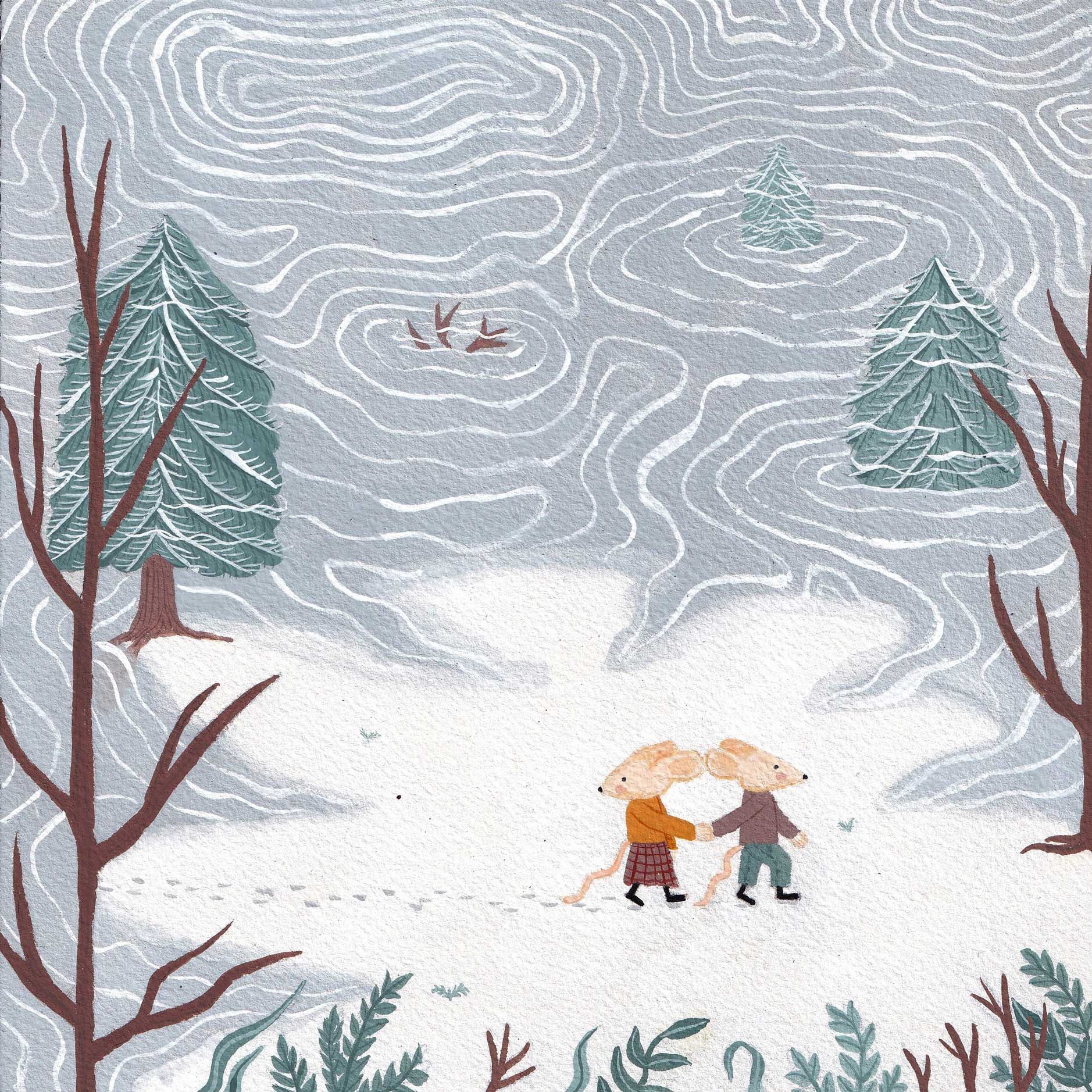 Folktale week gouache illustrations created by Anna Polhorodnyk - interpretation of Hansel and Gretel by the Brothers Grimm