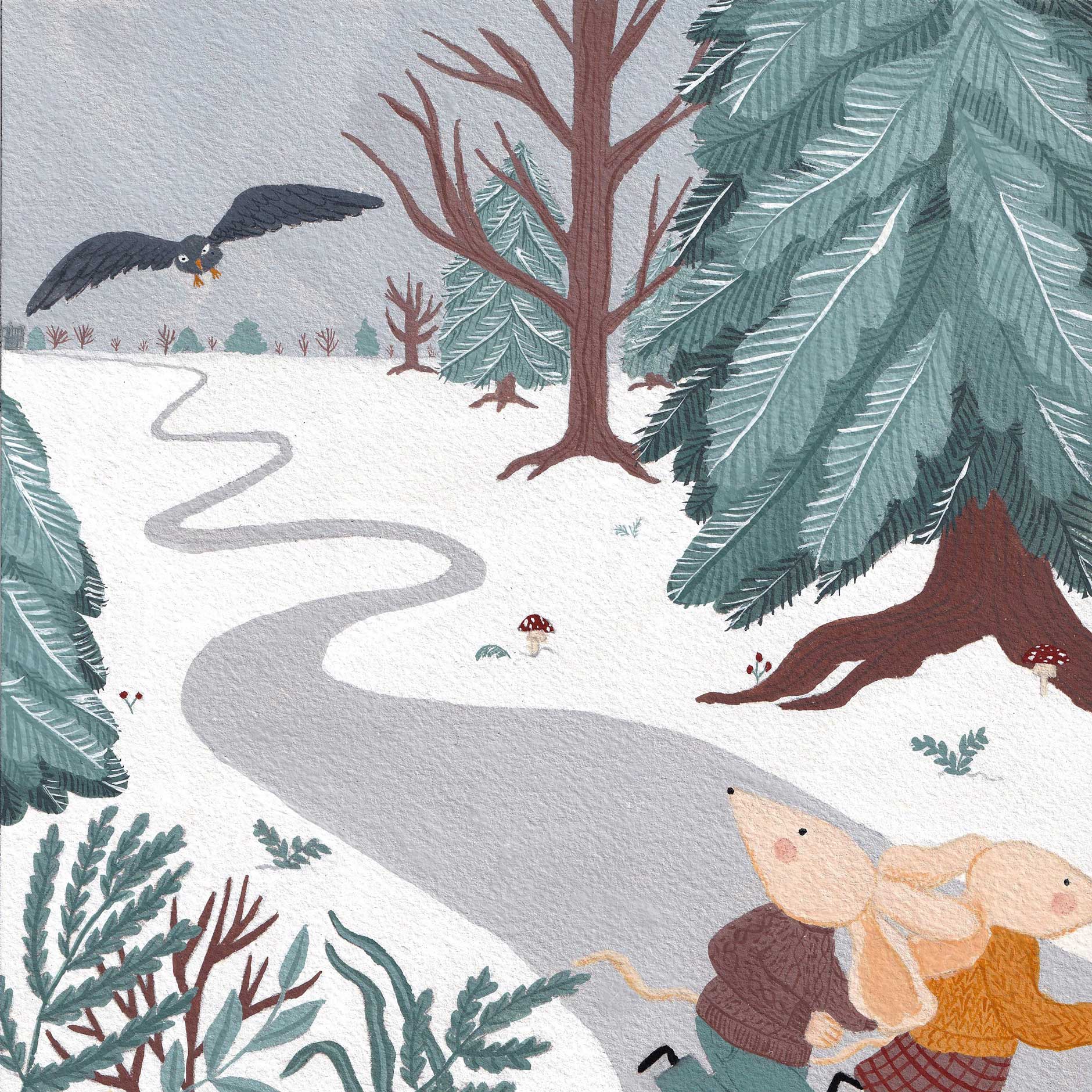 Folktale week gouache illustrations created by Anna Polhorodnyk - interpretation of Hansel and Gretel by the Brothers Grimm