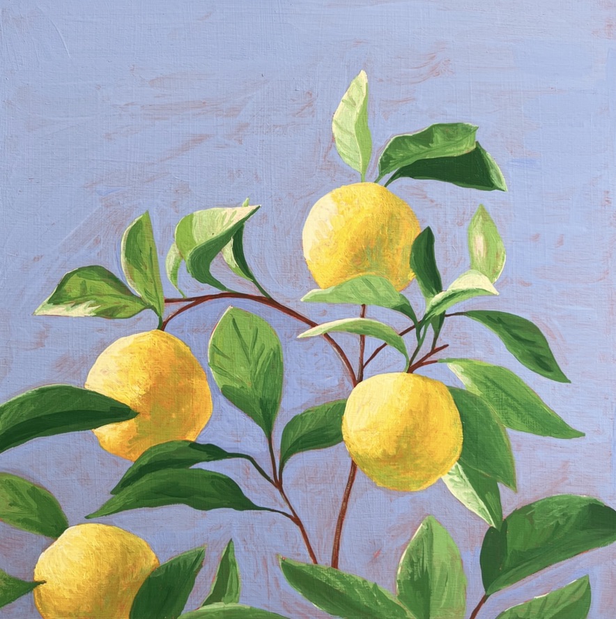 Acrylic sketch with lemons created by Anna Polhorodnyk