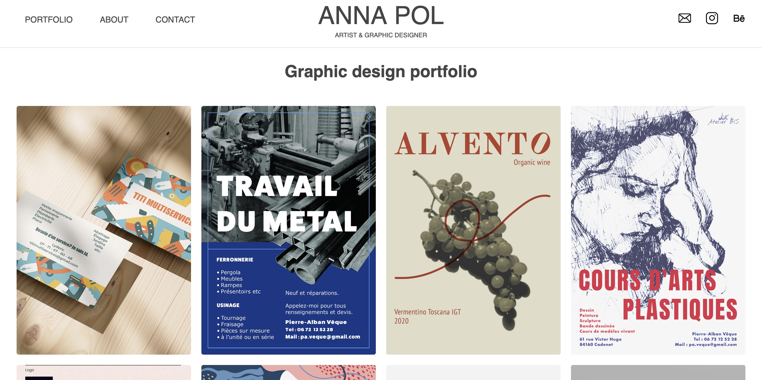 Web design for an artist and designer