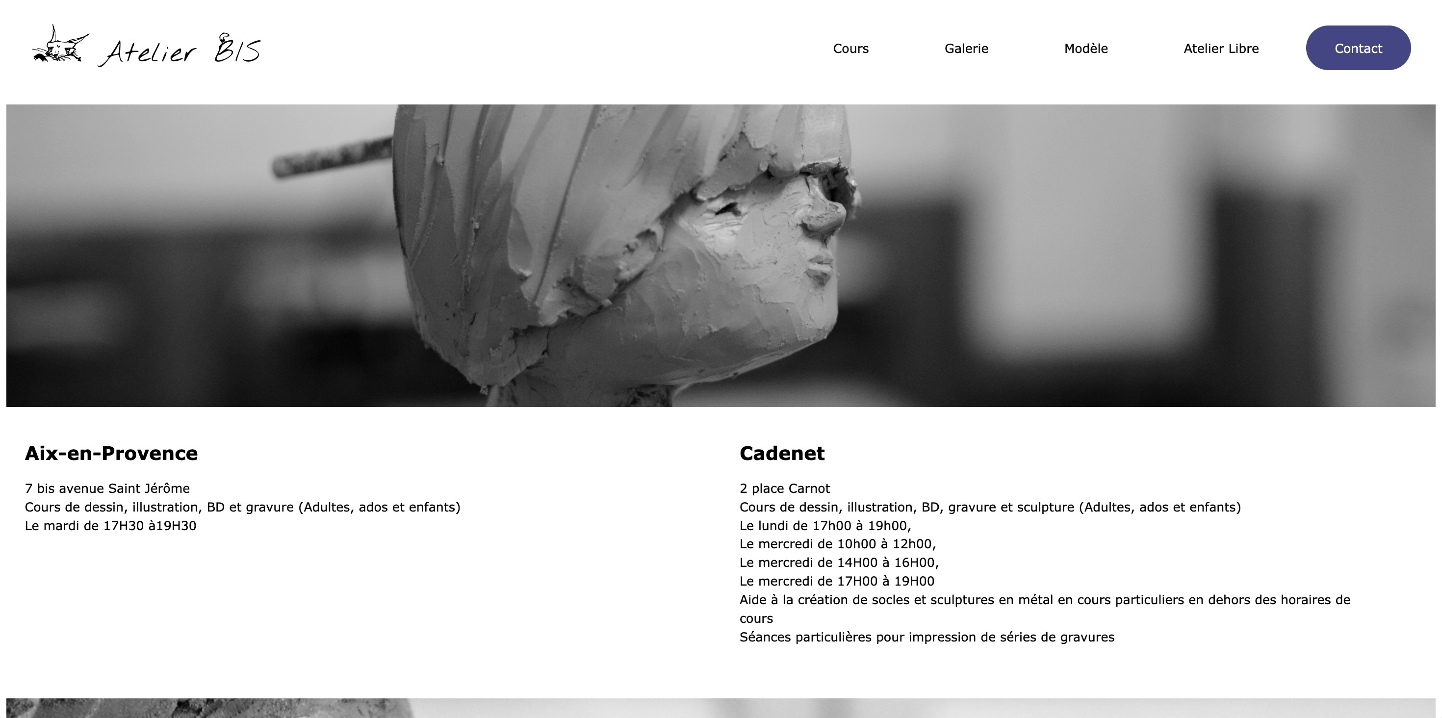 Web design for an art atelier