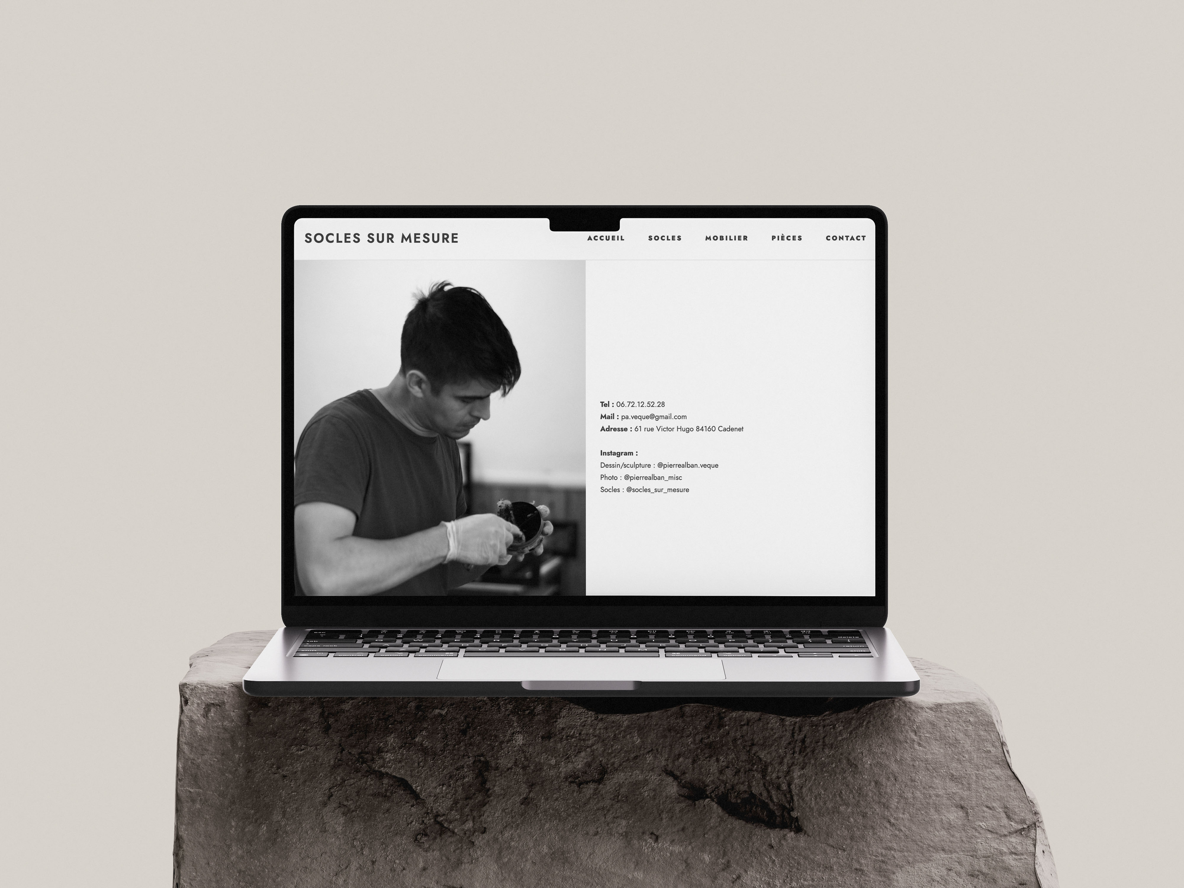 Web design for socles sur mesure created by Anna Polhorodnyk